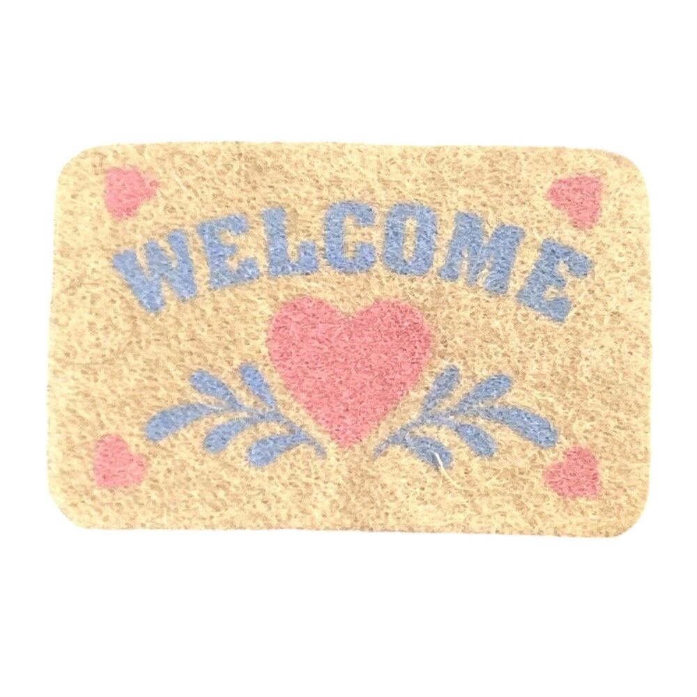 Vtg 1991 Playskool Welcome Mat Rug Victorian Dollhouse front Door Porch RARE